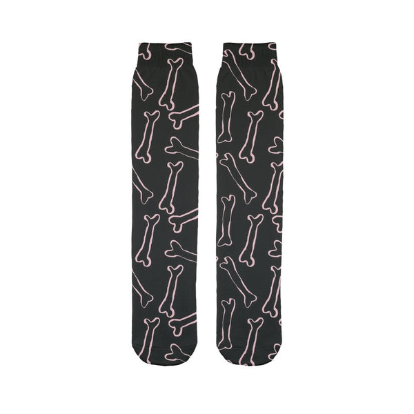 Pink bones black pattern Sublimation Tube Sock-Sublimation Sock-I love Veterinary