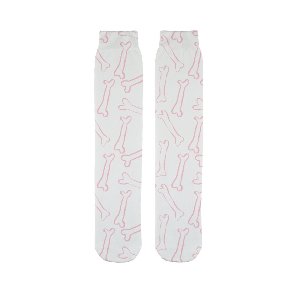 Pink bones white pattern Sublimation Tube Sock-Sublimation Sock-I love Veterinary