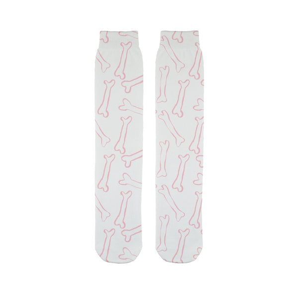 Pink bones white pattern Sublimation Tube Sock-Sublimation Sock-I love Veterinary