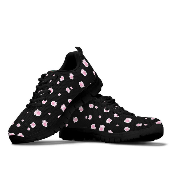 Pink Cartoonish Pawprints - Women's Sneakers-Sneakers-I love Veterinary