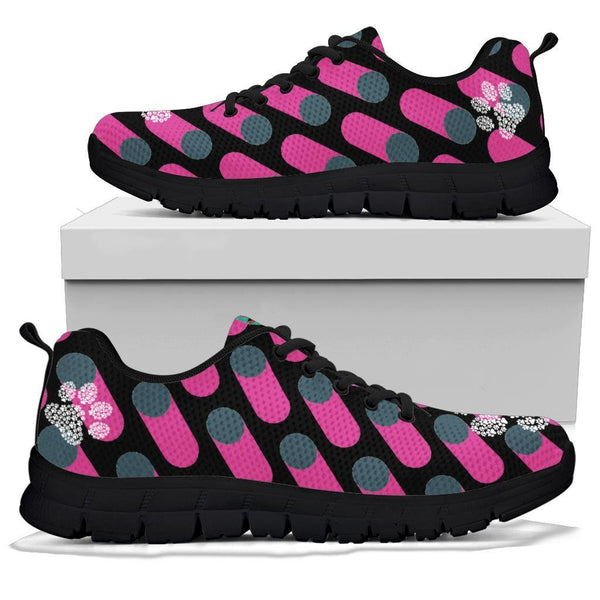 Pink Cylinders with Paw Prints - Women's Sneakers-Sneakers-I love Veterinary