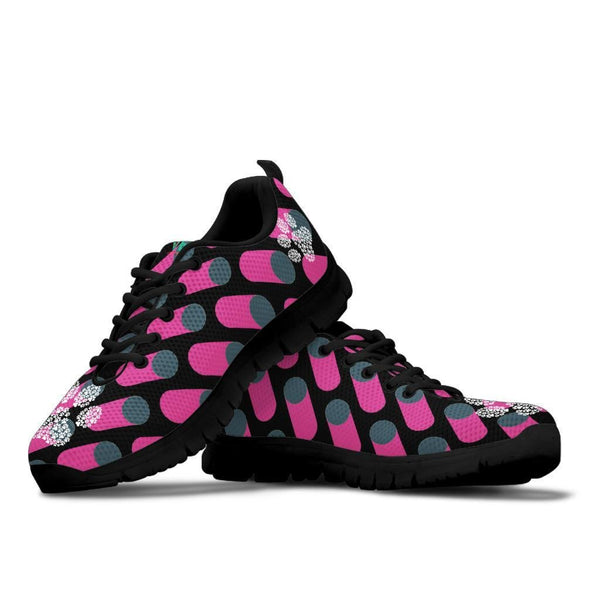 Pink Cylinders with Paw Prints - Women's Sneakers-Sneakers-I love Veterinary