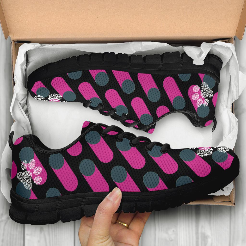 Pink Cylinders with Paw Prints - Women's Sneakers-Sneakers-I love Veterinary