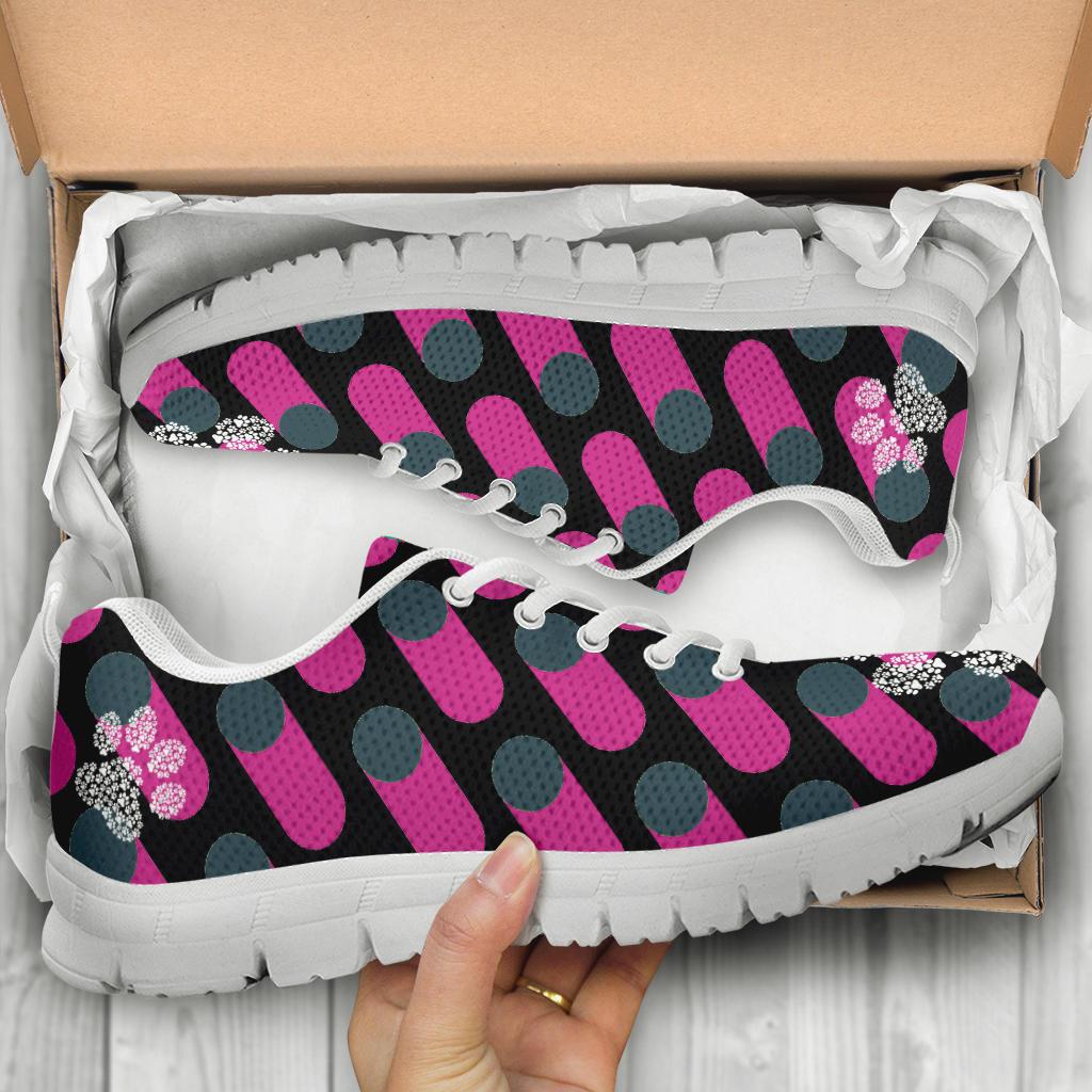 Pink Cylinders with Paw Prints - Women's Sneakers-Sneakers-I love Veterinary