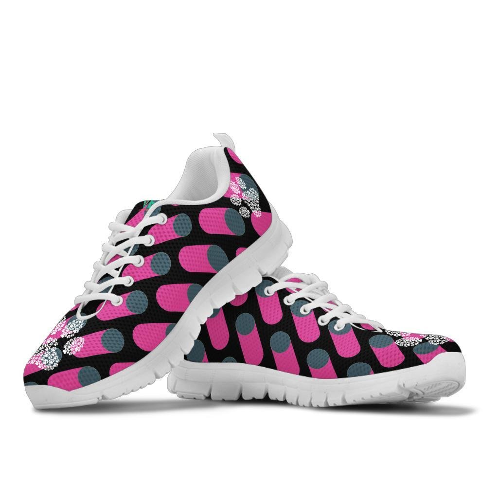 Pink Cylinders with Paw Prints - Women's Sneakers-Sneakers-I love Veterinary