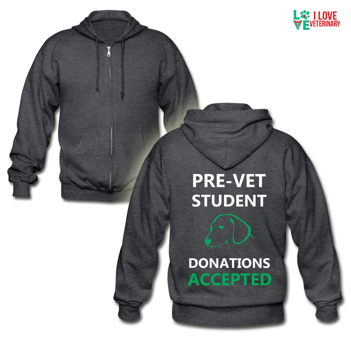 Pre- Vet Student Unisex Zip Hoodie-Heavy Blend Adult Zip Hoodie | Gildan G18600-I love Veterinary