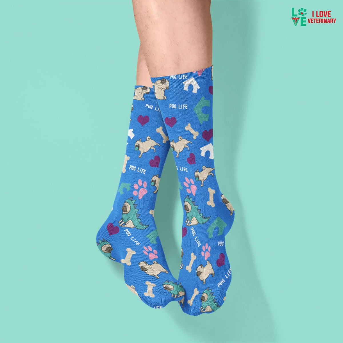 Pug Life Sublimation Tube Sock-Sublimation Sock-I love Veterinary