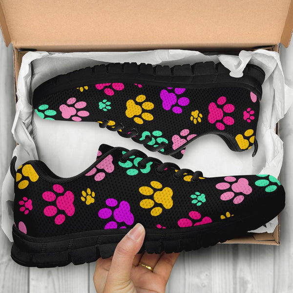 Rainbow Paw Prints - Women's Sneakers-Sneakers-I love Veterinary