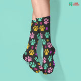 Rainbow pawprints Sublimation Tube Sock-Sublimation Sock-I love Veterinary
