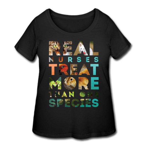 Real nurses treat more than one species Women's Curvy T-shirt-Women’s Curvy T-Shirt | LAT 3804-I love Veterinary