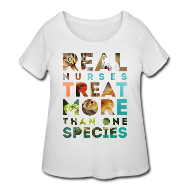 Real nurses treat more than one species Women's Curvy T-shirt-Women’s Curvy T-Shirt | LAT 3804-I love Veterinary
