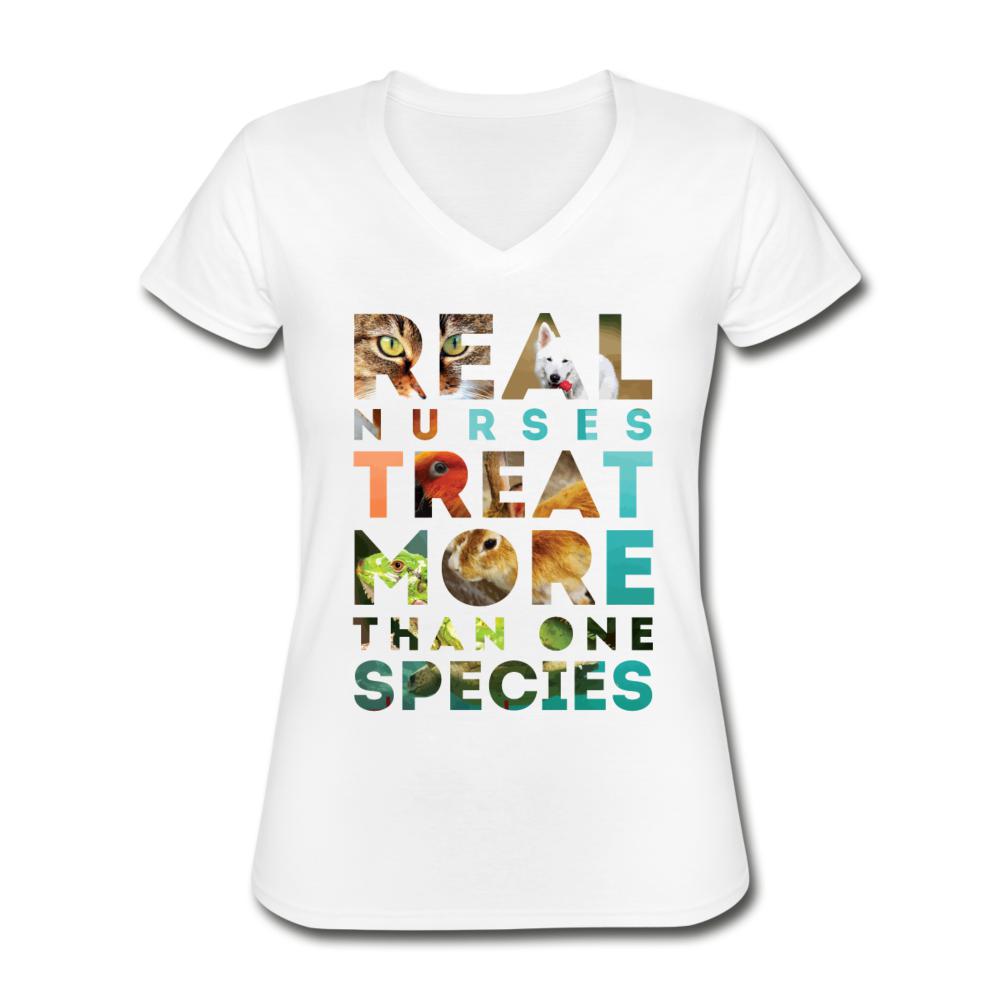 Real nurses treat more than one species Women's V-Neck T-Shirt-Women's V-Neck T-Shirt | Fruit of the Loom L39VR-I love Veterinary