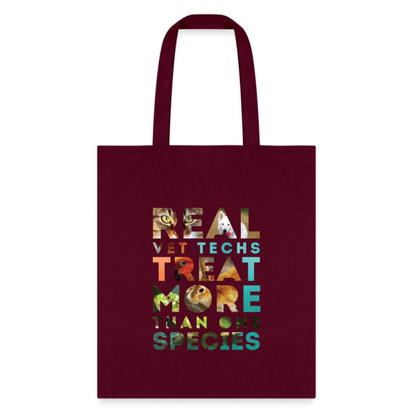 Real vet techs treat more than one species Cotton Tote Bag-Tote Bag | Q-Tees Q800-I love Veterinary