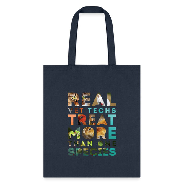 Real vet techs treat more than one species Cotton Tote Bag-Tote Bag | Q-Tees Q800-I love Veterinary