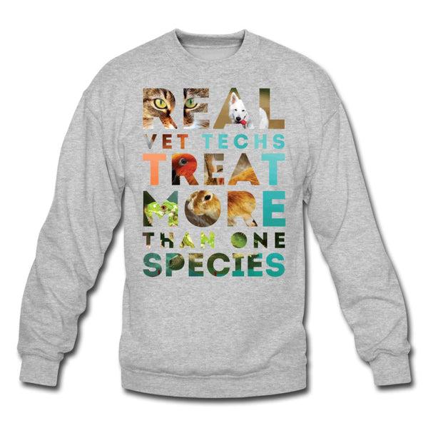 Real vet techs treat more than one species Crewneck Sweatshirt-Unisex Crewneck Sweatshirt | Gildan 18000-I love Veterinary