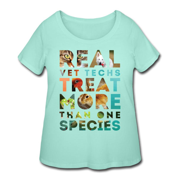 Real vet techs treat more than one species Women's Curvy T-shirt-Women’s Curvy T-Shirt | LAT 3804-I love Veterinary