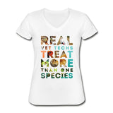 Real vet techs treat more than one species Women's V-Neck T-Shirt-Women's V-Neck T-Shirt | Fruit of the Loom L39VR-I love Veterinary