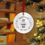 Santa's Favorite Vet Tech Personalizable Metal Ornament-Custom Holiday Ornament-I love Veterinary