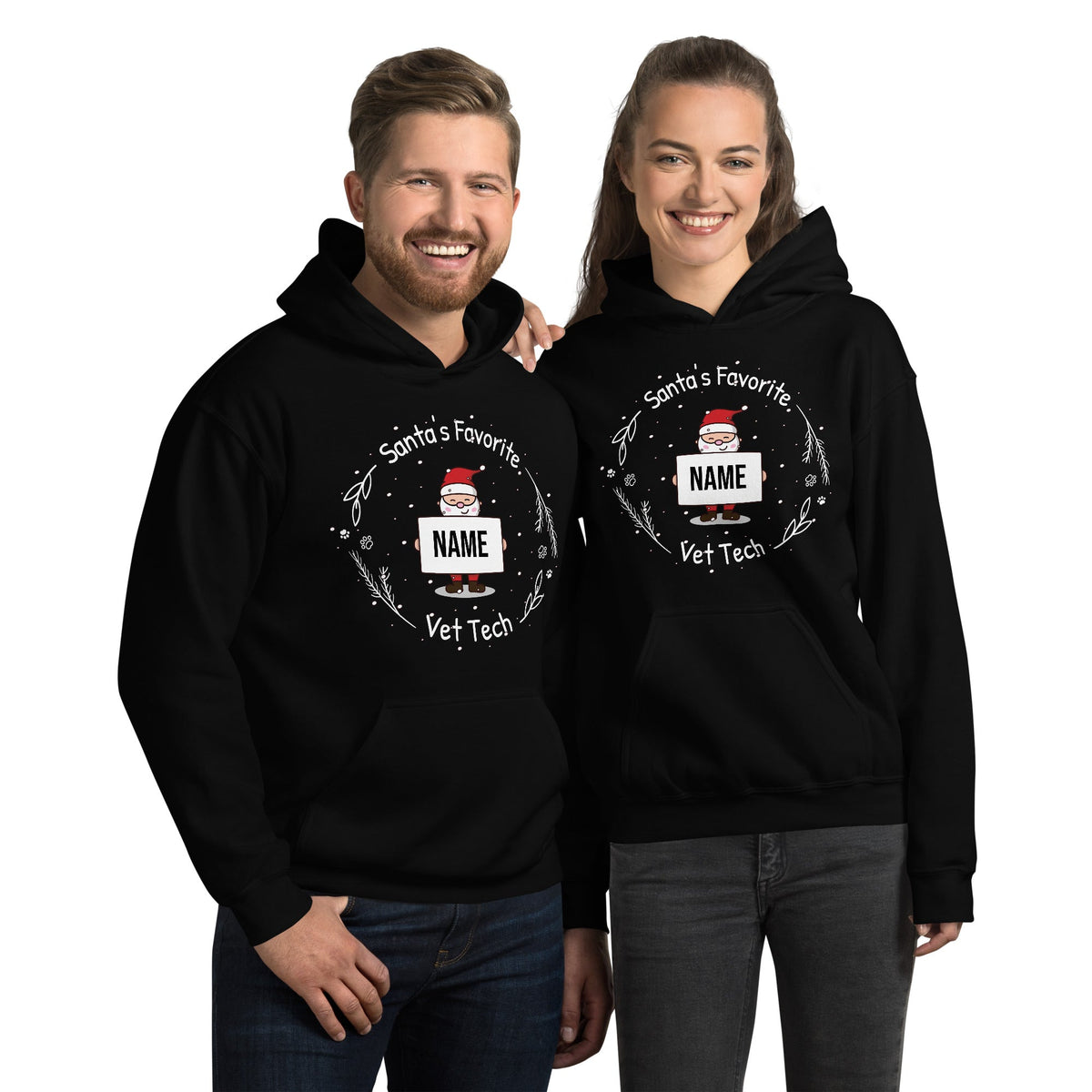 Santa's favorite Vet Tech Personalized Unisex Hoodie-Unisex Hoodie | Gildan 18500-I love Veterinary