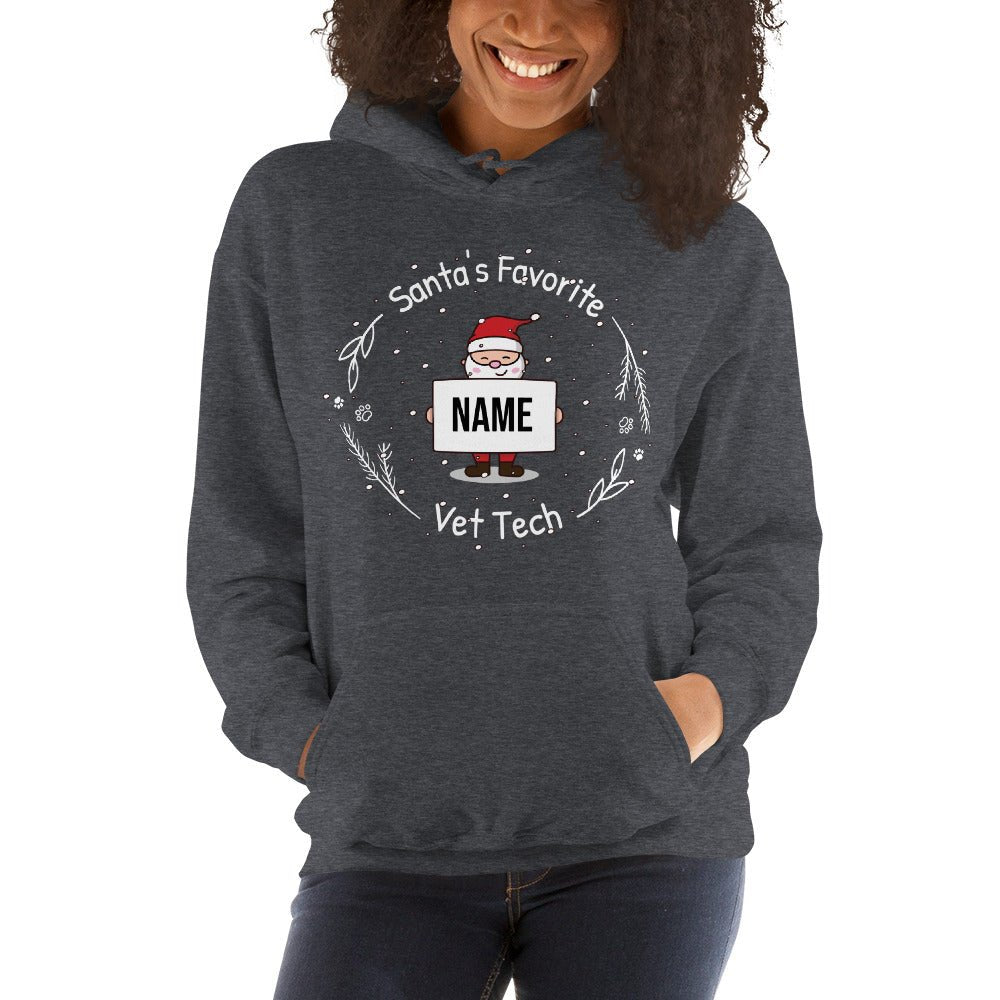 Santa's favorite Vet Tech Personalized Unisex Hoodie-Unisex Hoodie | Gildan 18500-I love Veterinary