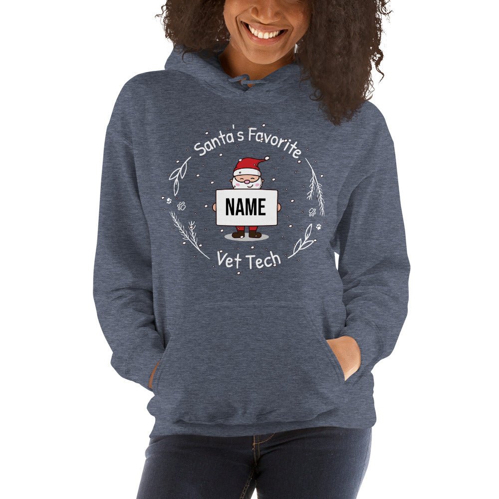 Santa's favorite Vet Tech Personalized Unisex Hoodie-Unisex Hoodie | Gildan 18500-I love Veterinary