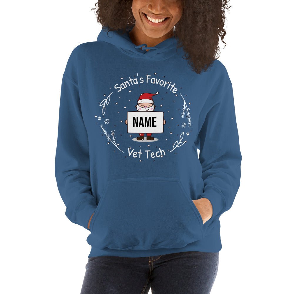 Santa's favorite Vet Tech Personalized Unisex Hoodie-Unisex Hoodie | Gildan 18500-I love Veterinary