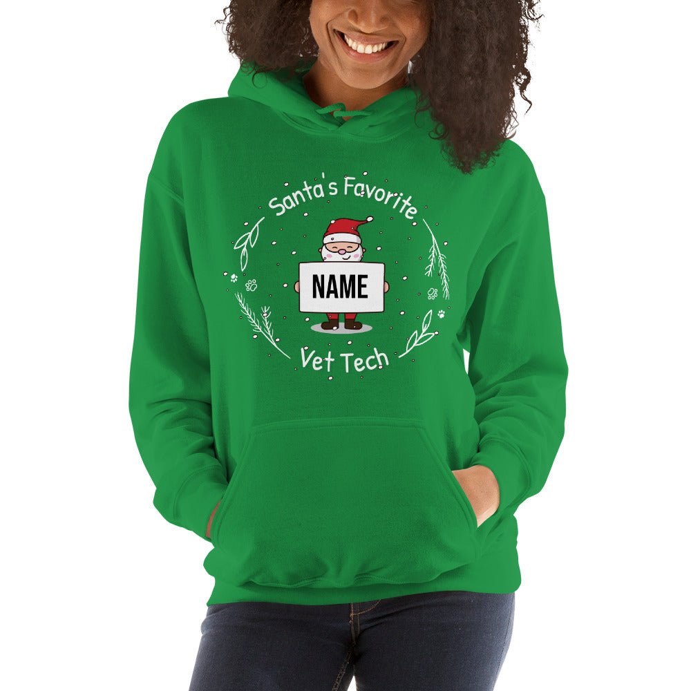 Santa's favorite Vet Tech Personalized Unisex Hoodie-Unisex Hoodie | Gildan 18500-I love Veterinary