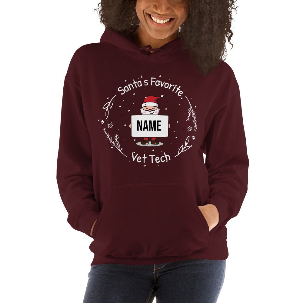 Santa's favorite Vet Tech Personalized Unisex Hoodie-Unisex Hoodie | Gildan 18500-I love Veterinary