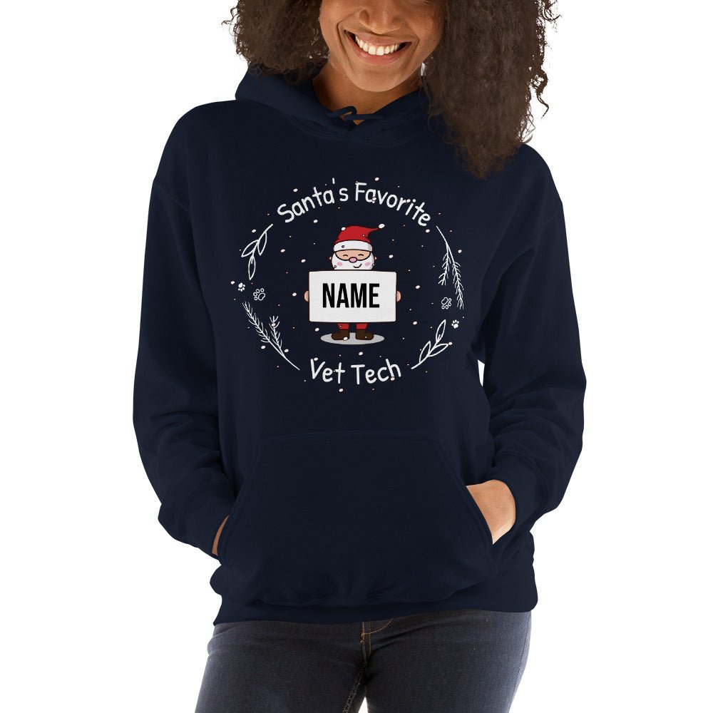 Santa's favorite Vet Tech Personalized Unisex Hoodie-Unisex Hoodie | Gildan 18500-I love Veterinary