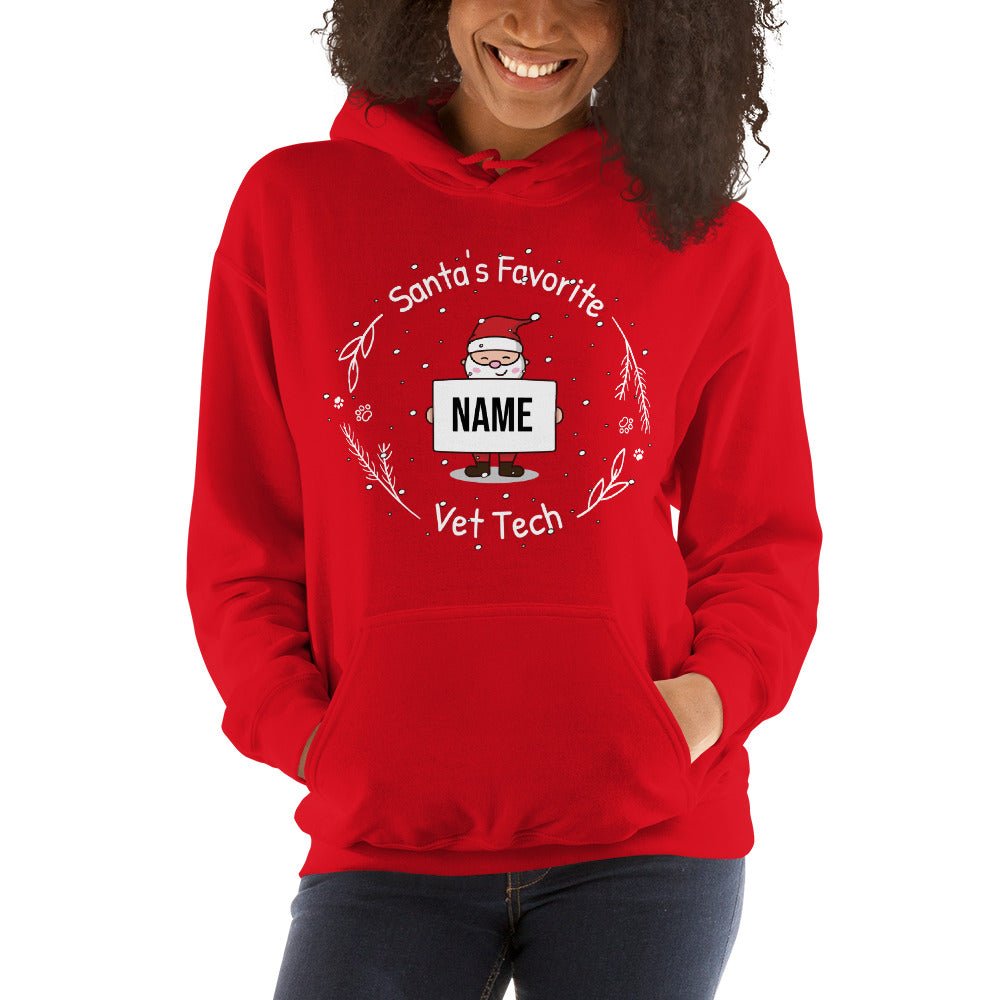 Santa's favorite Vet Tech Personalized Unisex Hoodie-Unisex Hoodie | Gildan 18500-I love Veterinary