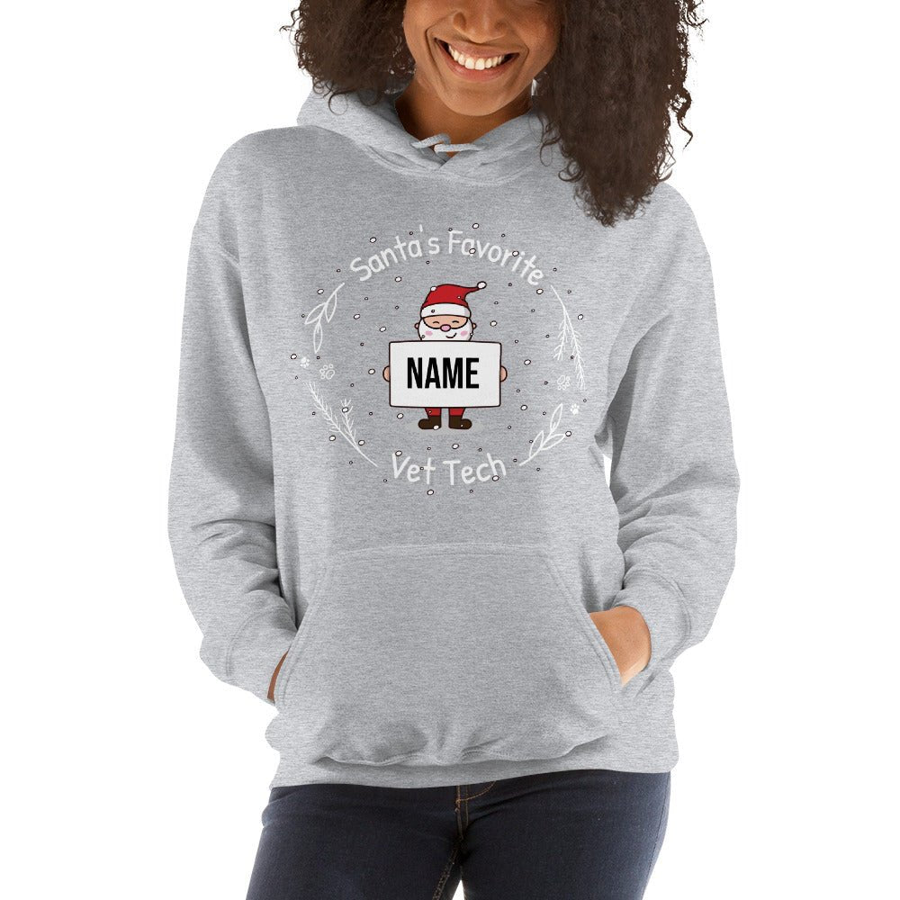 Santa's favorite Vet Tech Personalized Unisex Hoodie-Unisex Hoodie | Gildan 18500-I love Veterinary