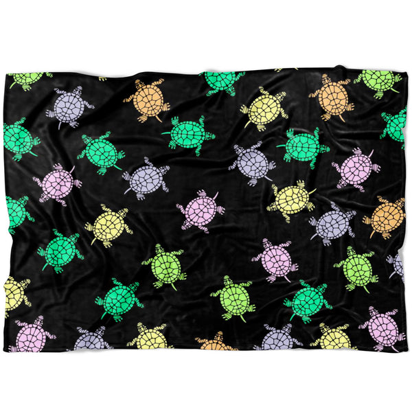 Sea Turtles Black Fleece Blanket-Blankets-I love Veterinary