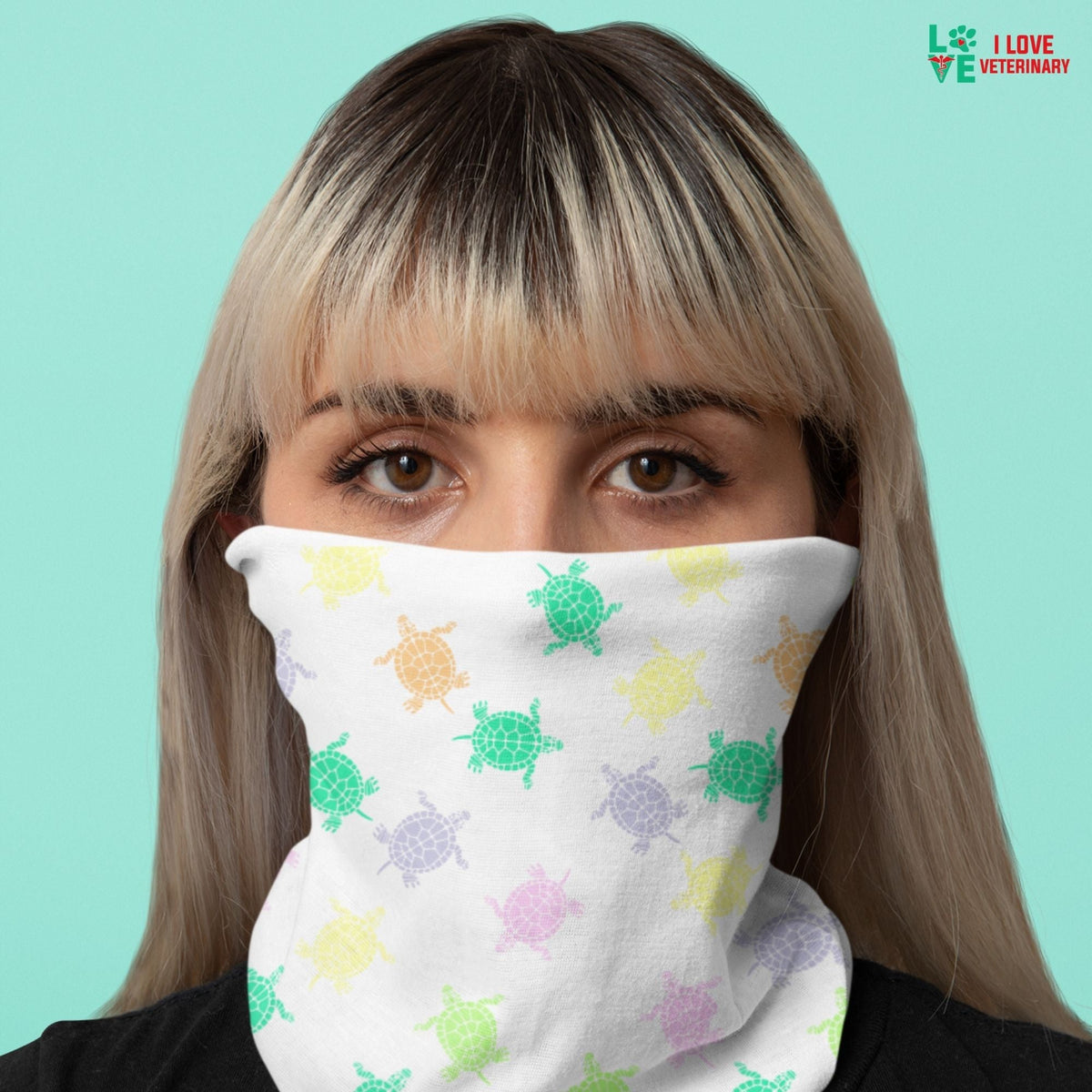 Sea Turtles Sublimation Neck Gaiter-Sublimation Neck Gaiter-I love Veterinary