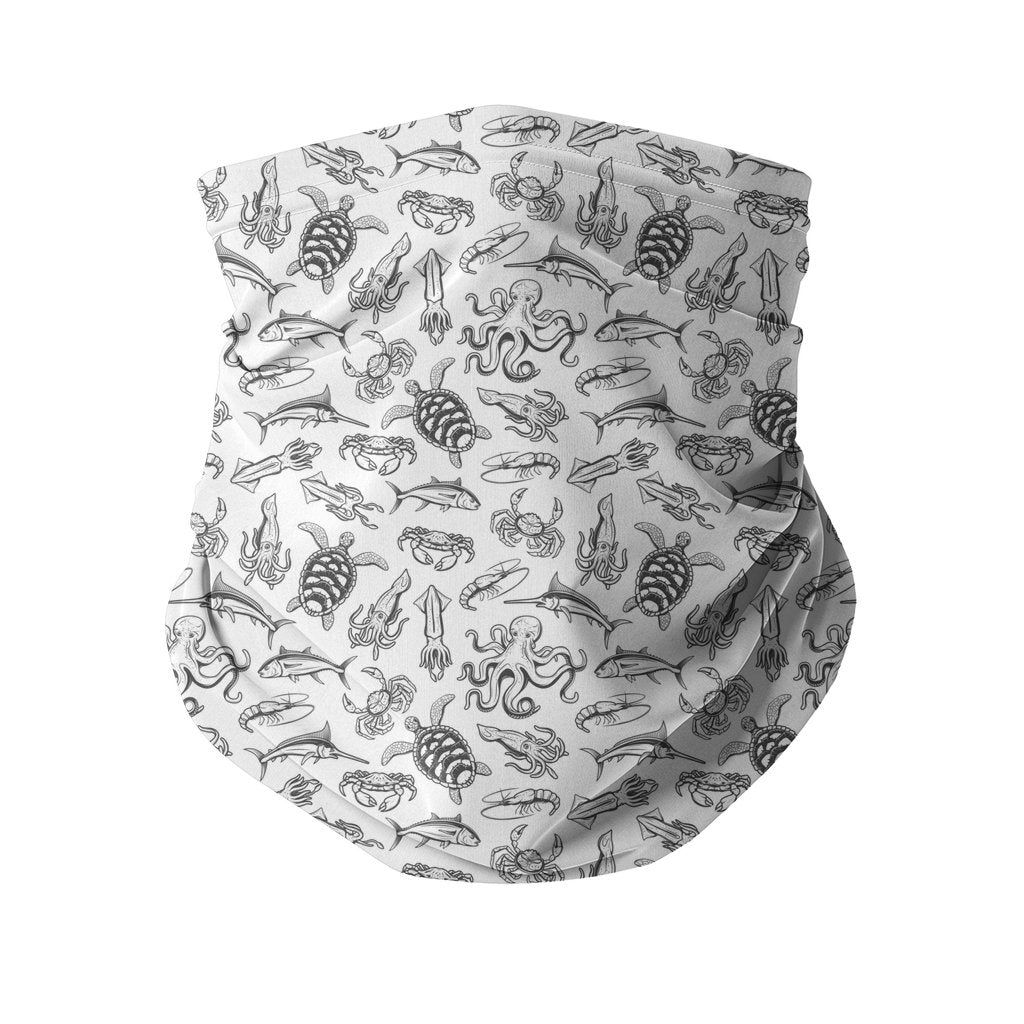 Sea world white pattern Sublimation Neck Gaiter-Sublimation Neck Gaiter-I love Veterinary