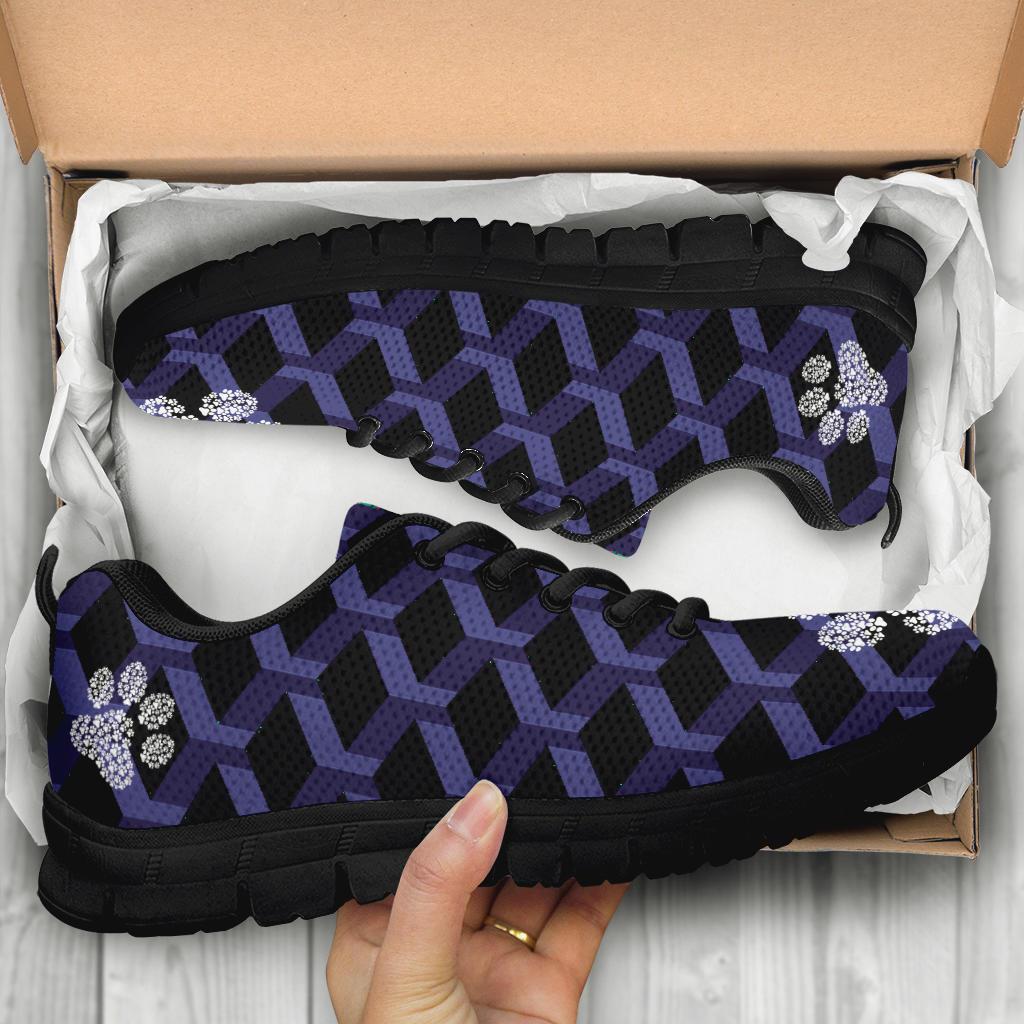 Geo Pattern with Pawprints - Women's Sneakers-Sneakers-I love Veterinary