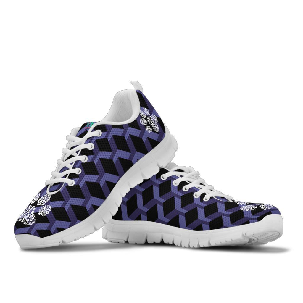 Geo Pattern with Pawprints - Women's Sneakers-Sneakers-I love Veterinary