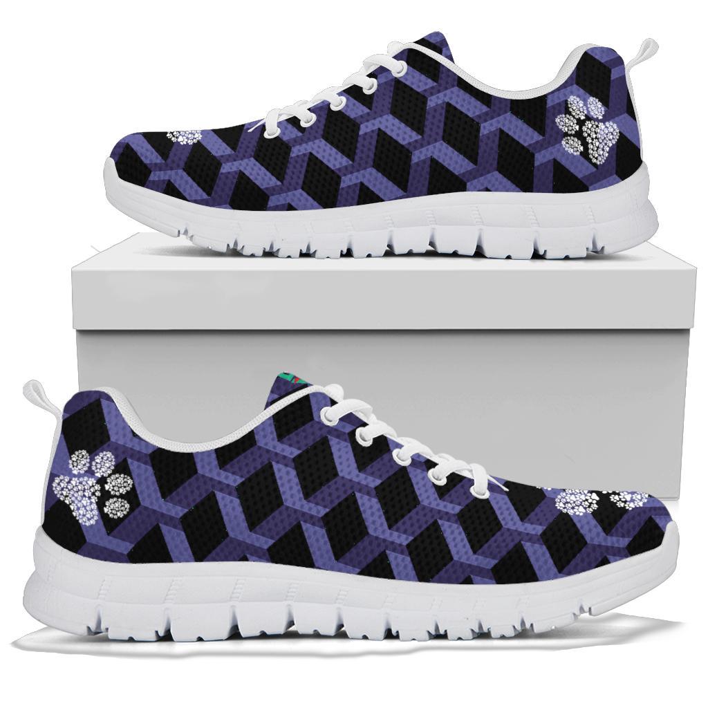 Geo Pattern with Pawprints - Women's Sneakers-Sneakers-I love Veterinary