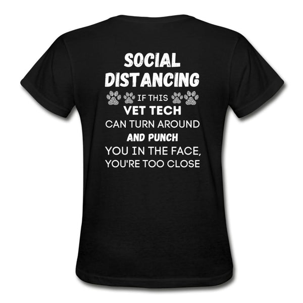 Social distancing Vet Tech Gildan Ultra Cotton Ladies T-Shirt-Ultra Cotton Ladies T-Shirt | Gildan G200L-I love Veterinary