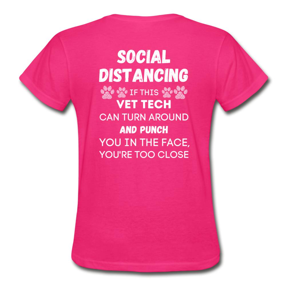 Social distancing Vet Tech Gildan Ultra Cotton Ladies T-Shirt-Ultra Cotton Ladies T-Shirt | Gildan G200L-I love Veterinary