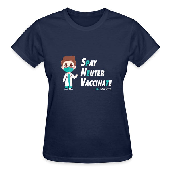 Spay, neuter, vaccinate! Man Gildan Ultra Cotton Ladies T-Shirt-Ultra Cotton Ladies T-Shirt | Gildan G200L-I love Veterinary