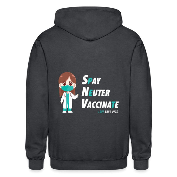 Spay, neuter, vaccinate! Woman Zip Hoodie Gildan Heavy Blend Adult Zip Hoodie-Heavy Blend Adult Zip Hoodie | Gildan G18600-I love Veterinary
