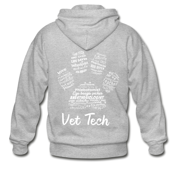 Vet Tech - Paw Print Unisex Zip Hoodie-Gildan Heavy Blend Adult Zip Hoodie-I love Veterinary