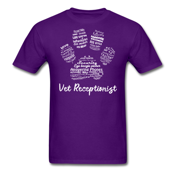 Vet Receptionist Pawprint Unisex T-shirt-Unisex Classic T-Shirt | Fruit of the Loom 3930-I love Veterinary