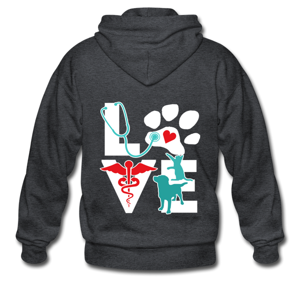 Love Dog and Cat Unisex Zip Hoodie-Heavy Blend Adult Zip Hoodie | Gildan G18600-I love Veterinary