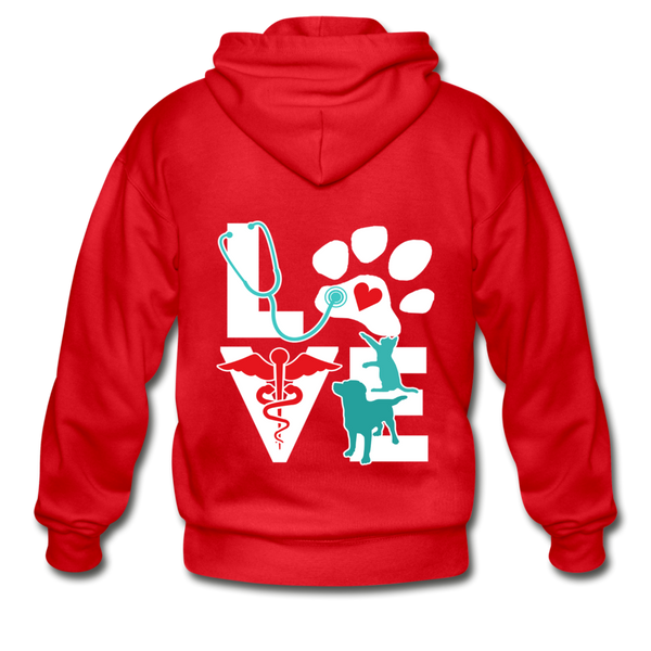 Love Dog and Cat Unisex Zip Hoodie-Heavy Blend Adult Zip Hoodie | Gildan G18600-I love Veterinary