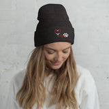 Stethoscope and paw print Embroidered Cuffed Beanie-I love Veterinary