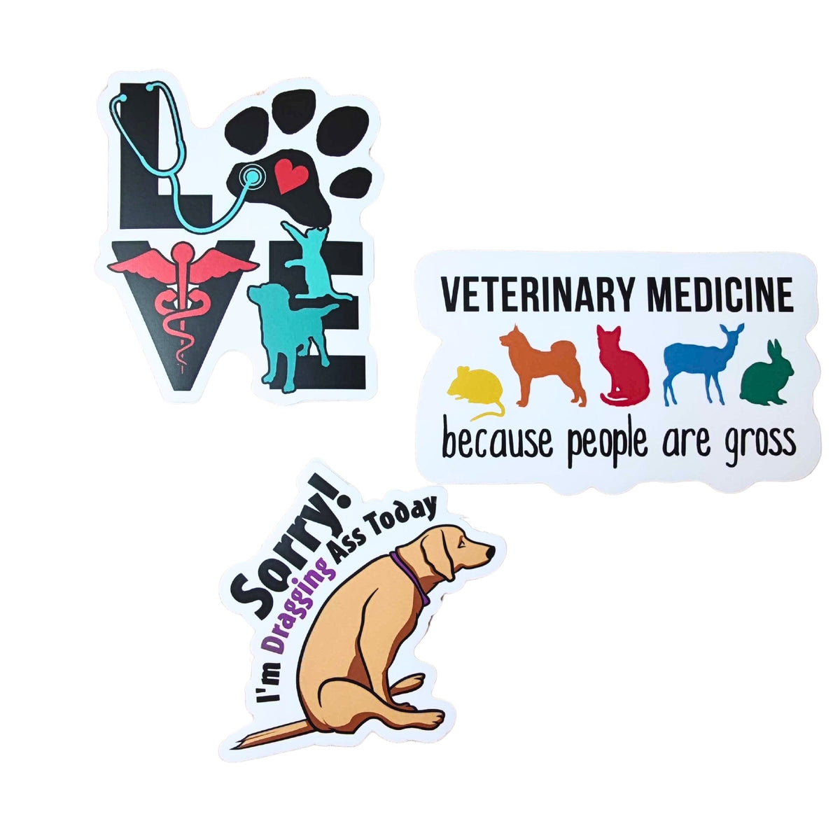 STICKERS Bundle! 3 for 2-Kiss-Cut Stickers-I love Veterinary