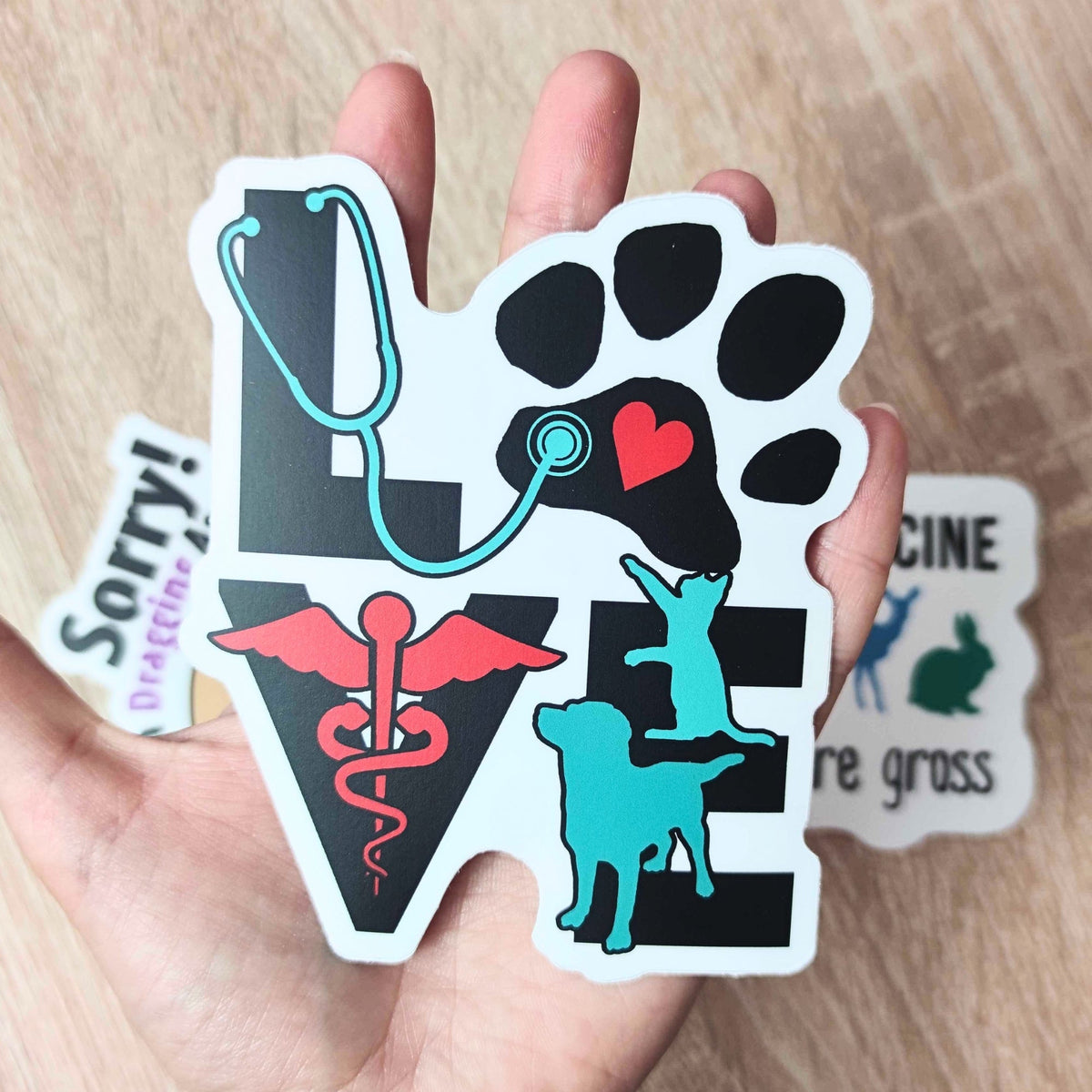 STICKERS Bundle! 3 for 2-Kiss-Cut Stickers-I love Veterinary