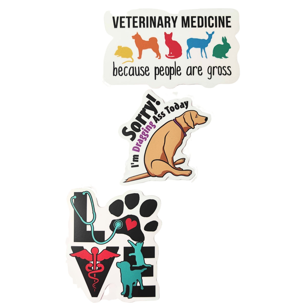 STICKERS Bundle! 3 for 2-Kiss-Cut Stickers-I love Veterinary