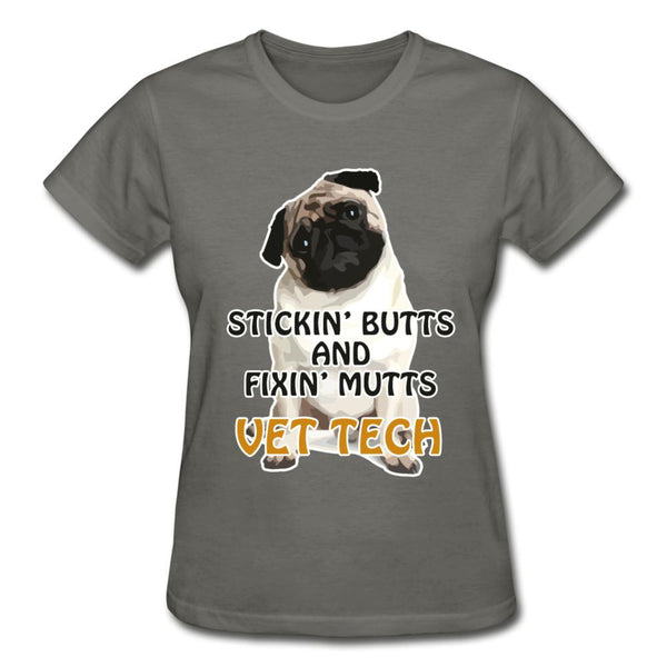 Stickin' butts and fixin' mutts vet tech Gildan Ultra Cotton Ladies T-Shirt-Ultra Cotton Ladies T-Shirt | Gildan G200L-I love Veterinary